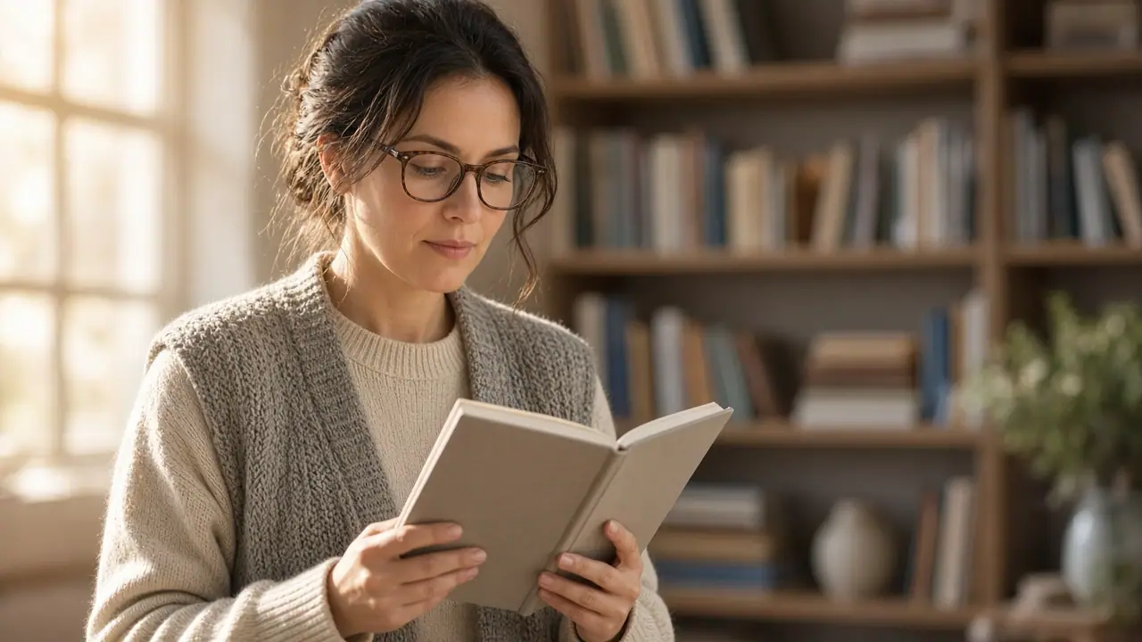 Adult reading in a sunlit room